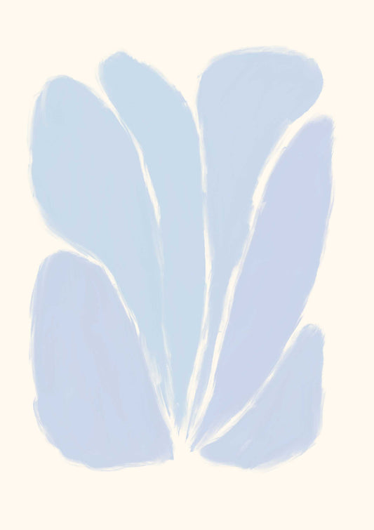 Blue Abstract Flower Art Print