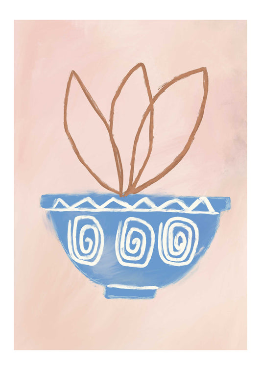 Blue Bowl Botanical Art Print