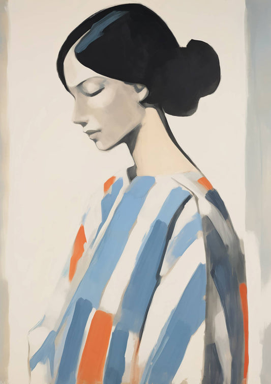 Blue Female Portrait Art Print