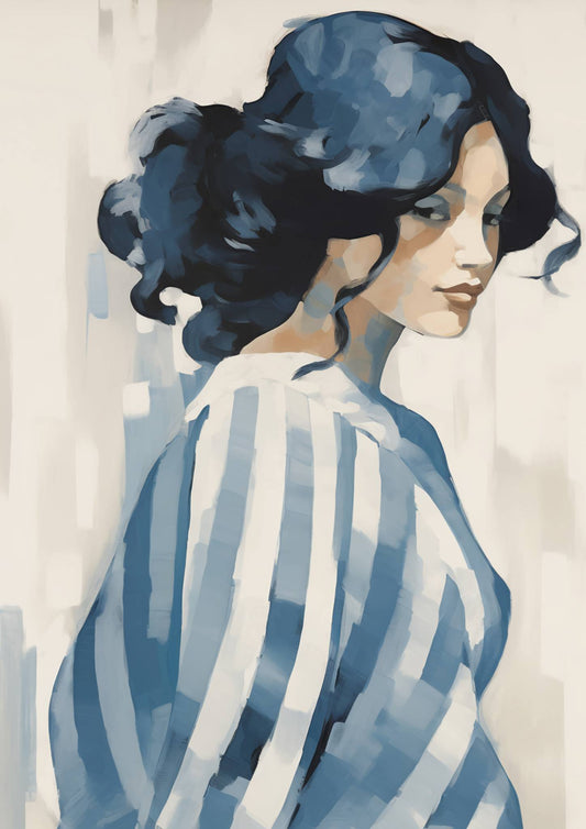Blue Female Portrait Art Print