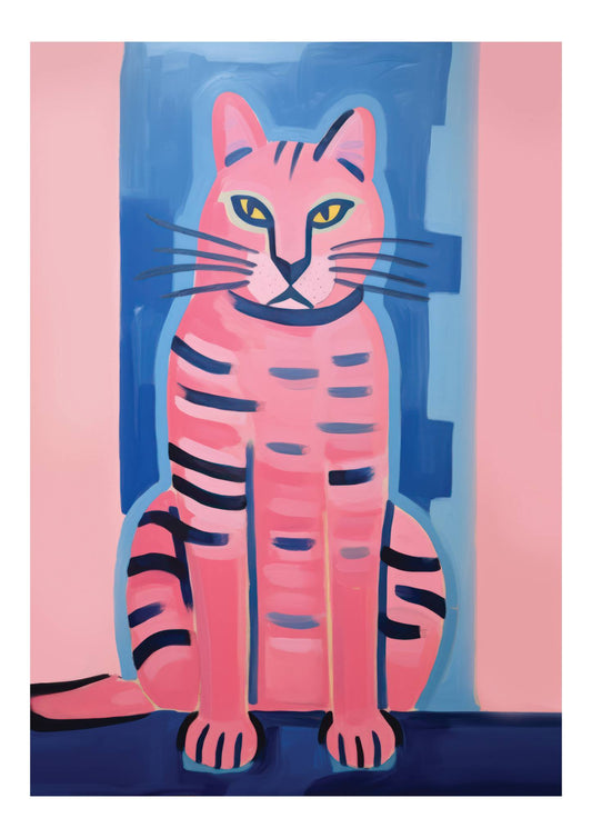 Blue & Pink Tiger Art Print