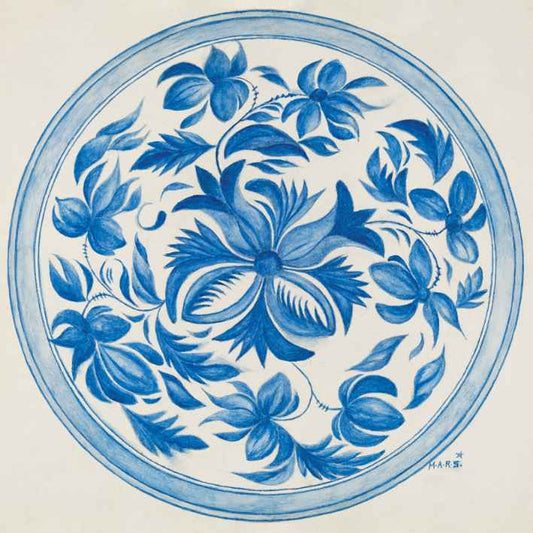 Blue Plate Vintage Art Print
