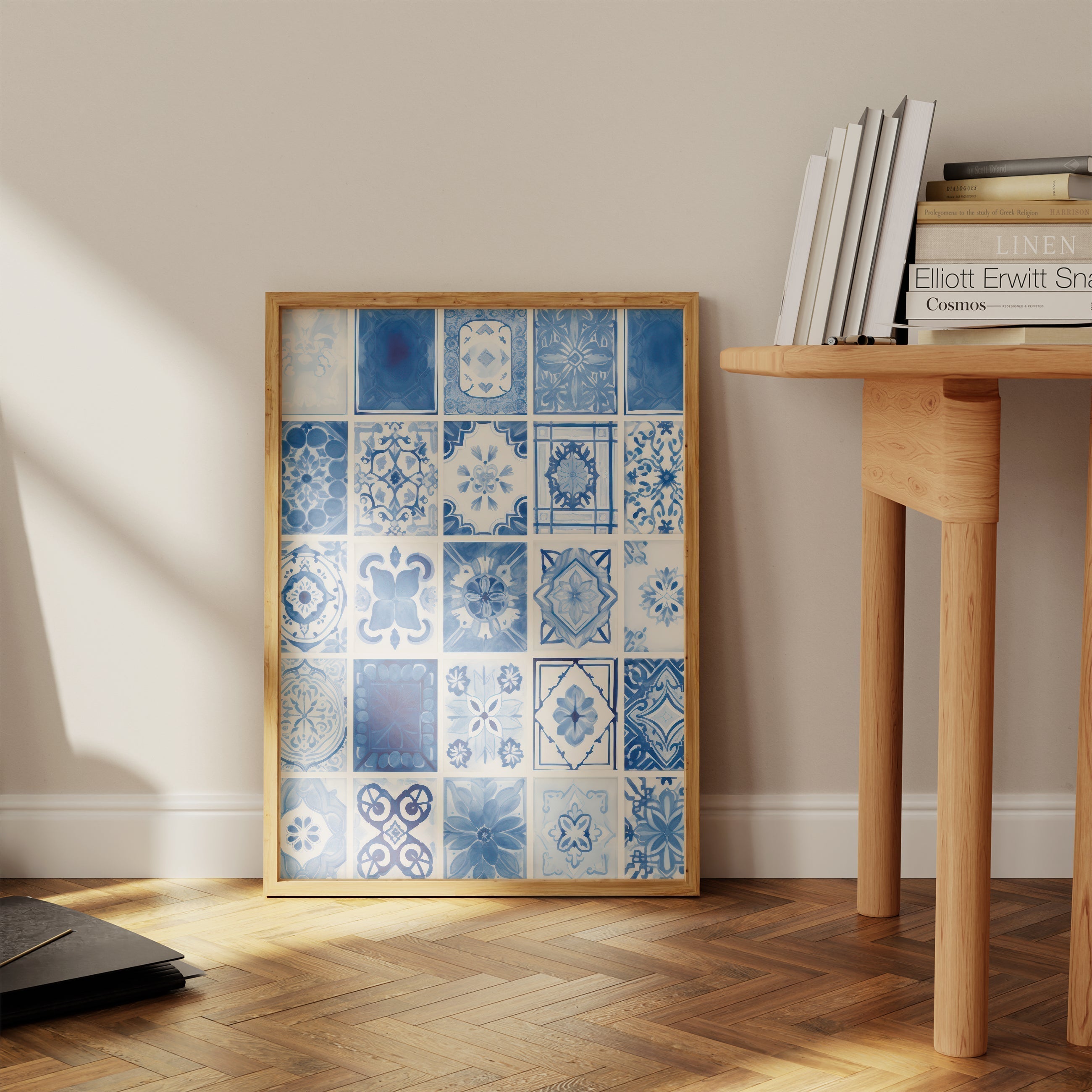 Blue Tile Art Print-Skudaboo