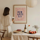 Bon Appetit Pink Stripe Art Print-Skudaboo