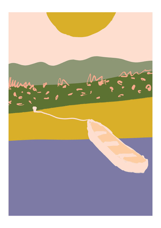 Canoe & Landcape Art Print