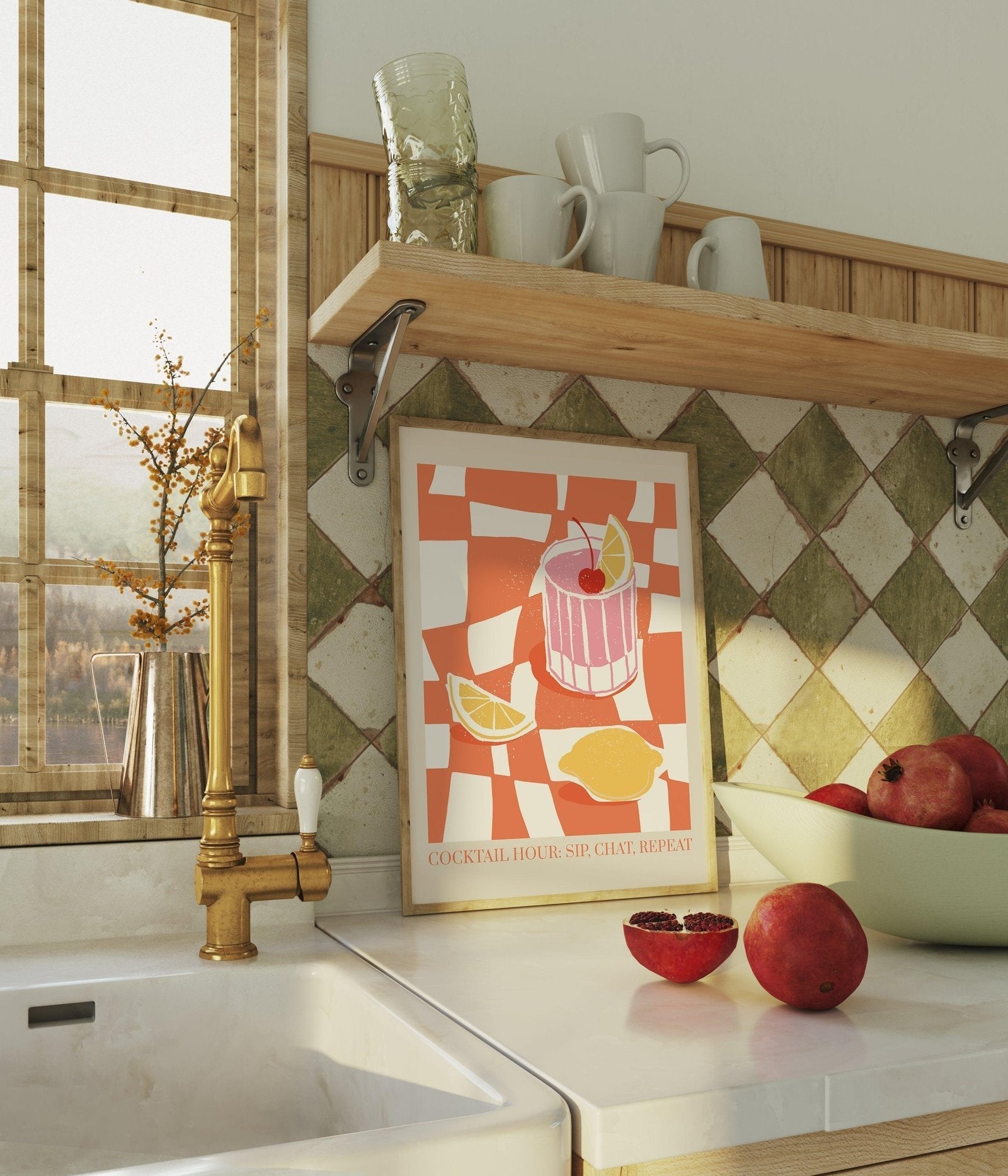 Cocktail Hour: Sip, Chat, Repeat Art Print-Skudaboo