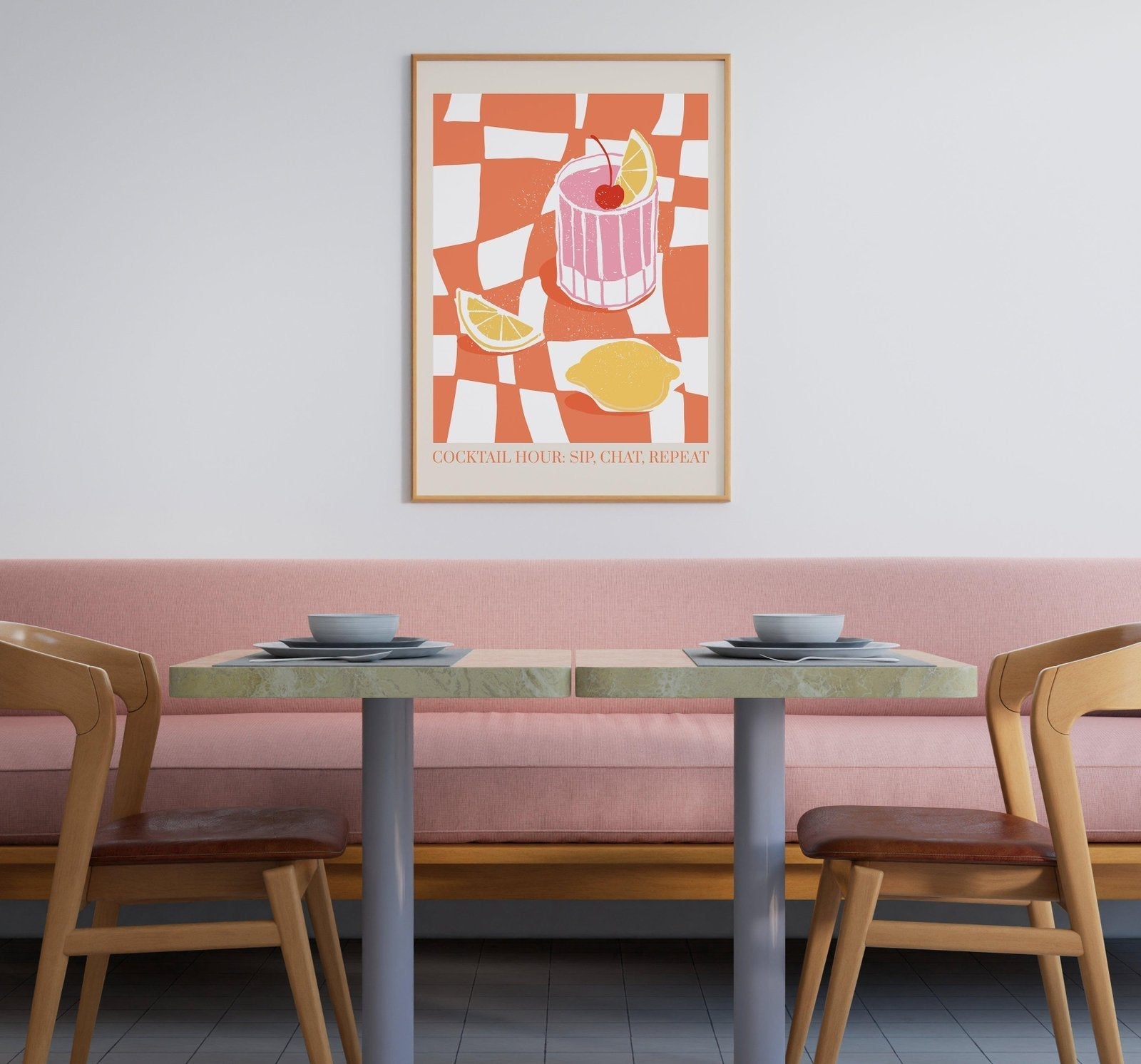 Cocktail Hour: Sip, Chat, Repeat Art Print-Skudaboo