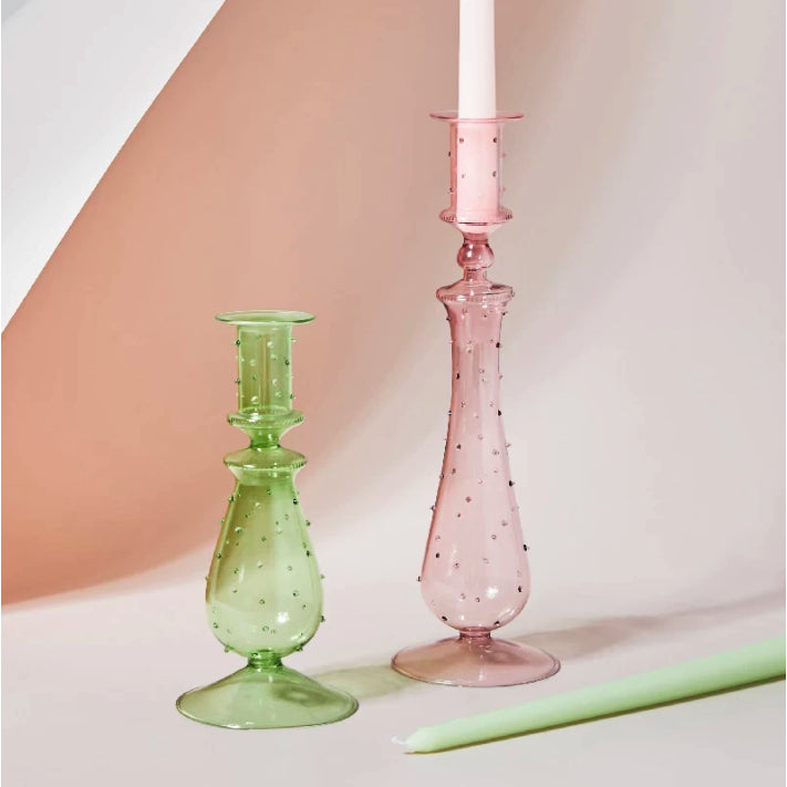 Colourful Glass Candlestick Holder