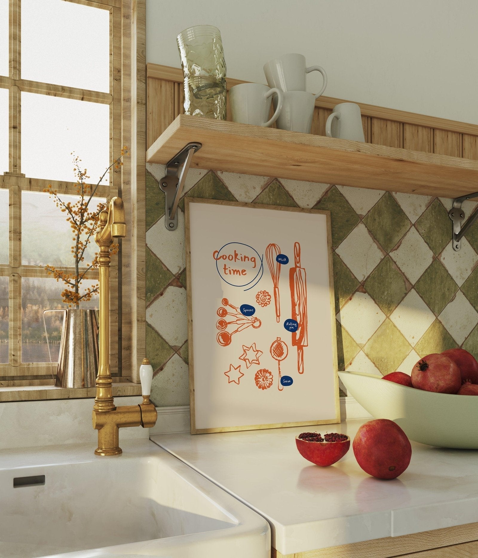 Cooking Time Kitchen Utensils Art Print-Skudaboo