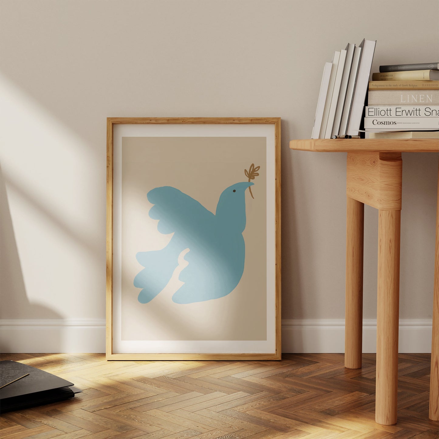 a picture of a blue bird on a wall