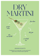 Dry Martini Cocktail Recipe Art print-Skudaboo