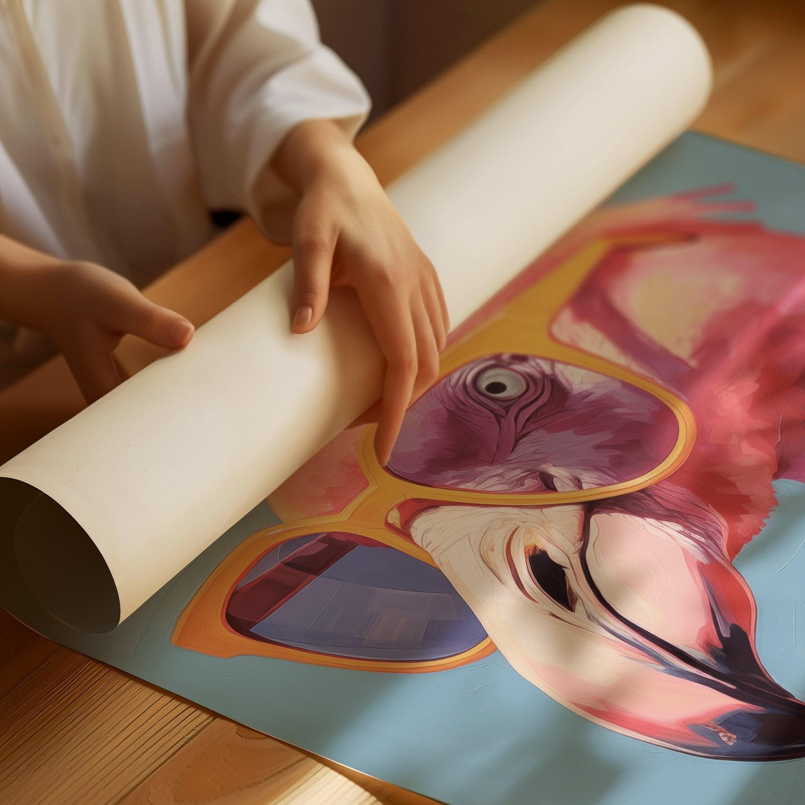 Flamingo in Sunglasses Art Print-Skudaboo