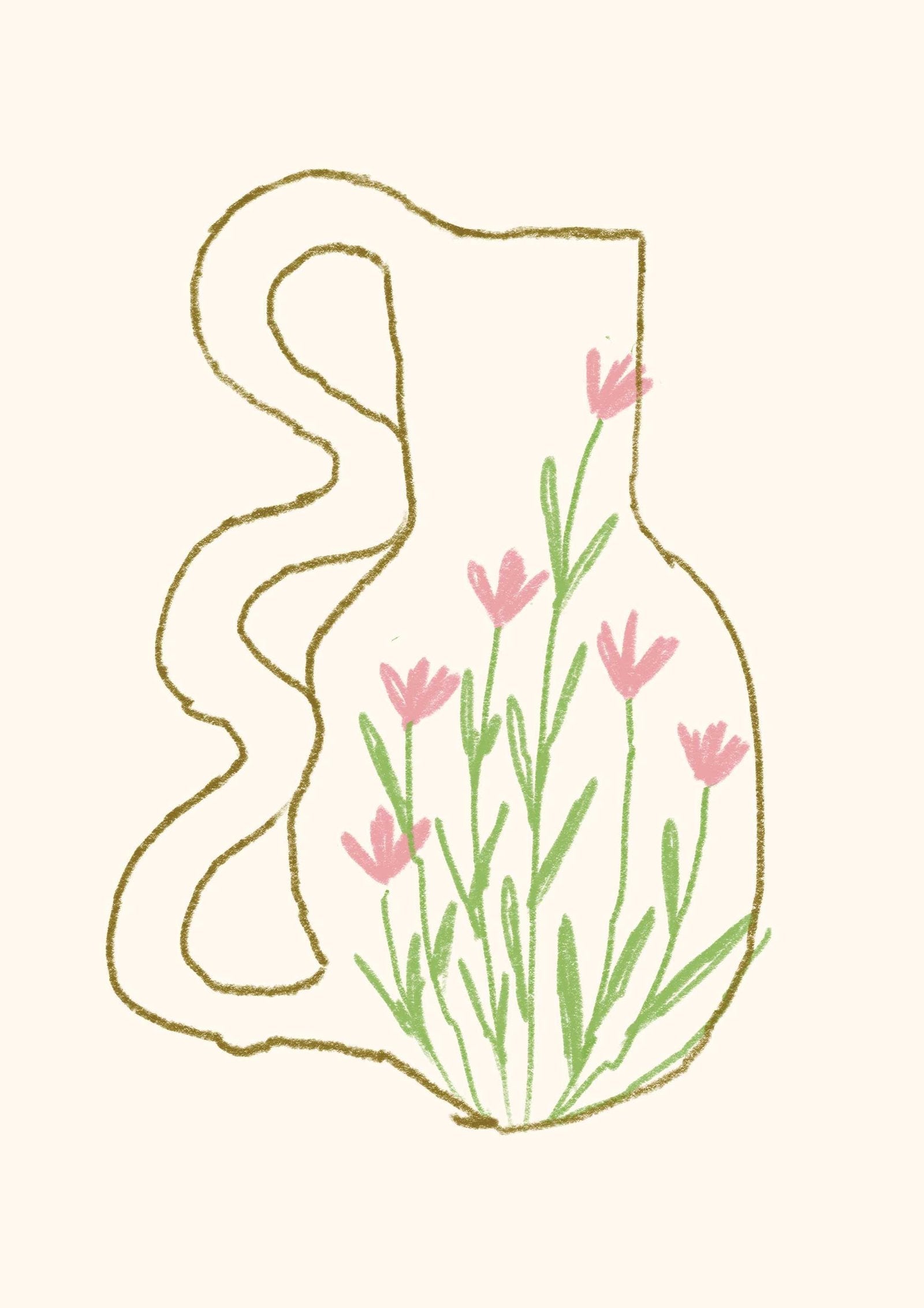 Floral Vase Minimalist Art Print-Skudaboo
