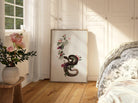 Flowers and Snake Vintage Collage Art Print-Skudaboo