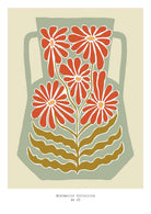 Green & Red Vase Spring Floral Art Print-Skudaboo