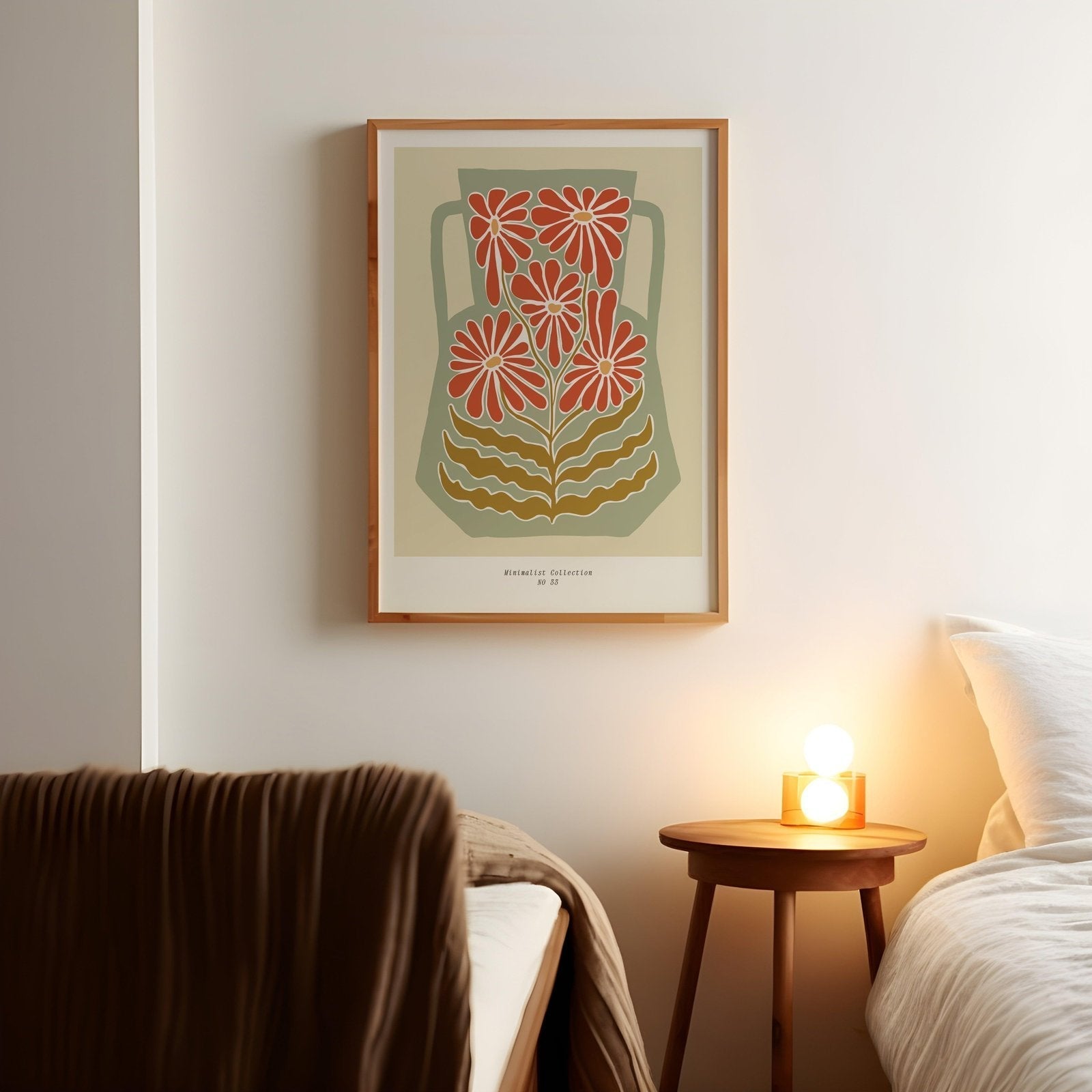 Green & Red Vase Spring Floral Art Print-Skudaboo