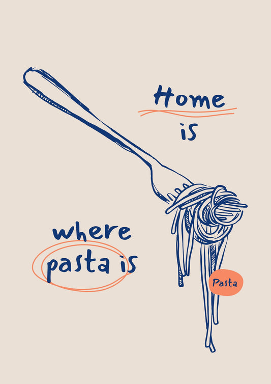 a drawing of a pasta being cooked with a spatula