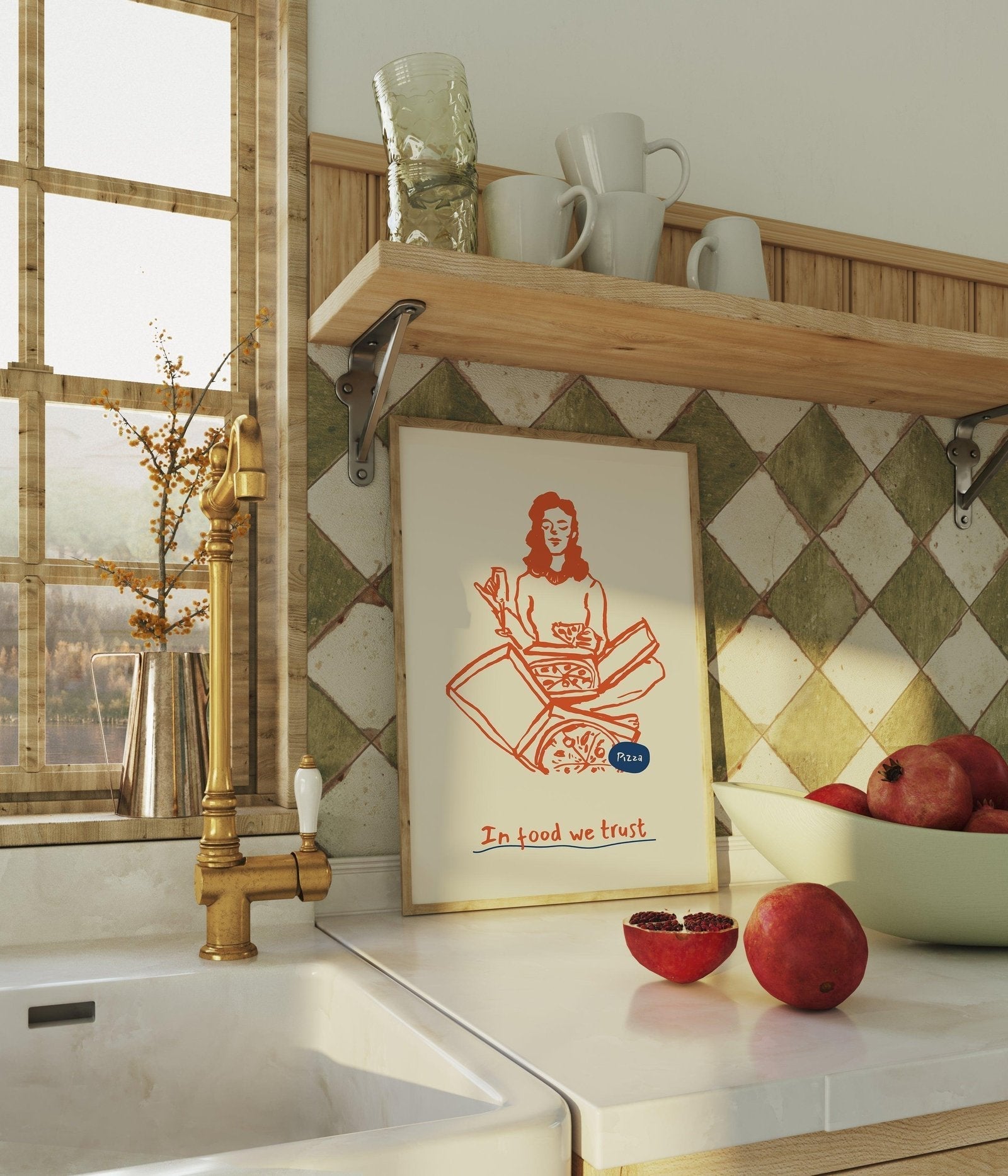 In Food & Pizza We Trust Art Print-Skudaboo