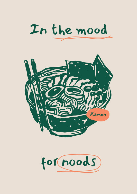 a drawing of a bowl of noodles with chopsticks