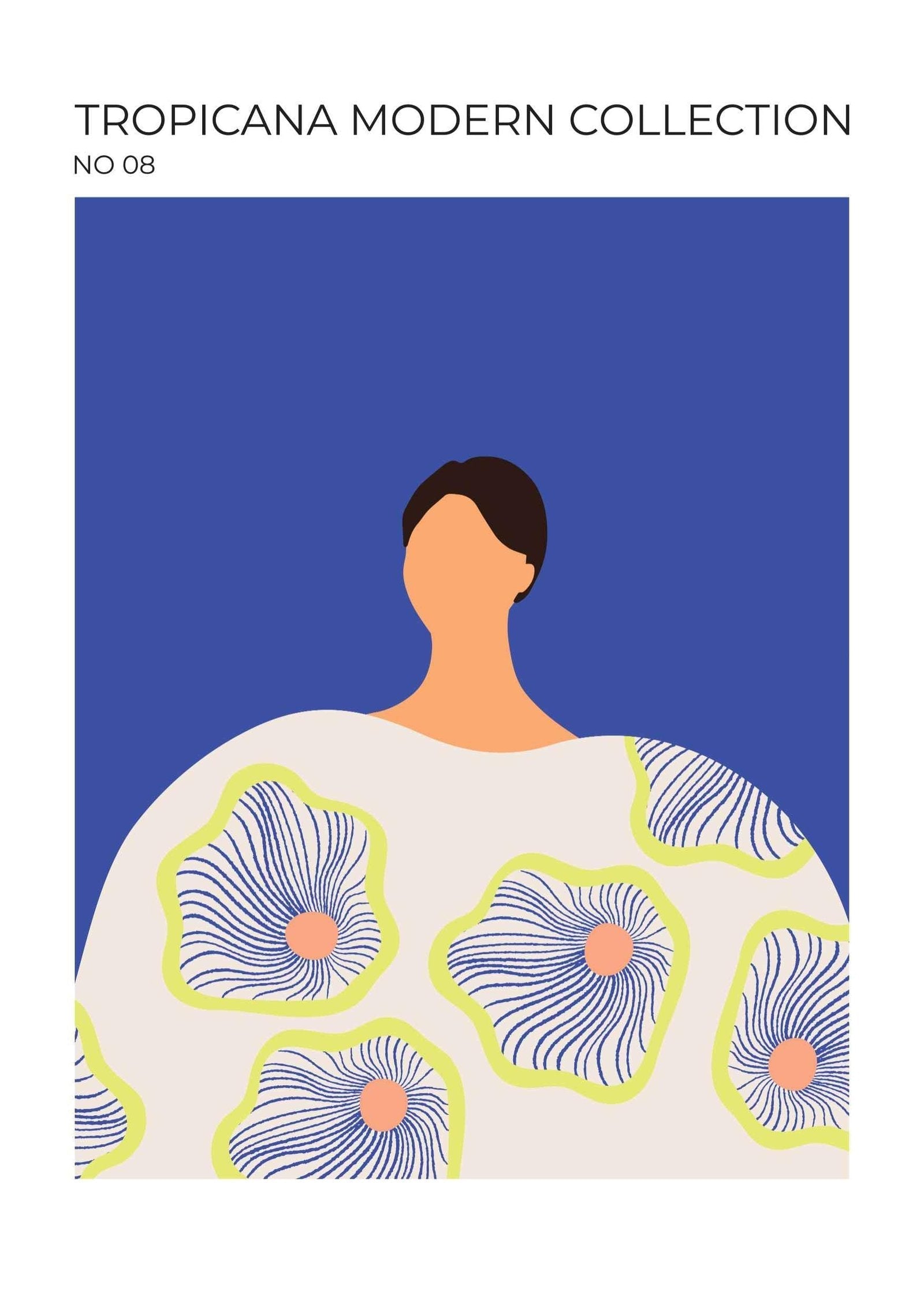 Lady & Tropical Flowers Portrait Art Print-Skudaboo