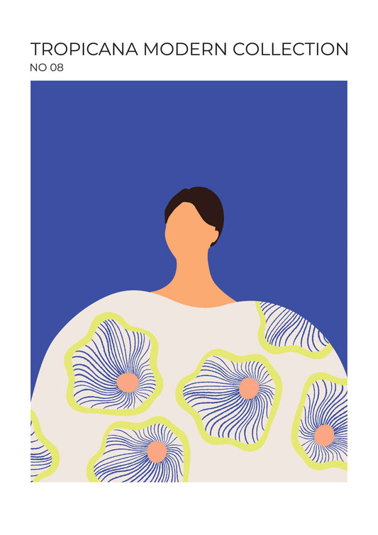 Lady & Tropical Flowers Portrait Art Print