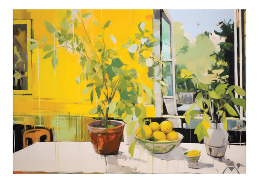 Lemon & Plants Art Print