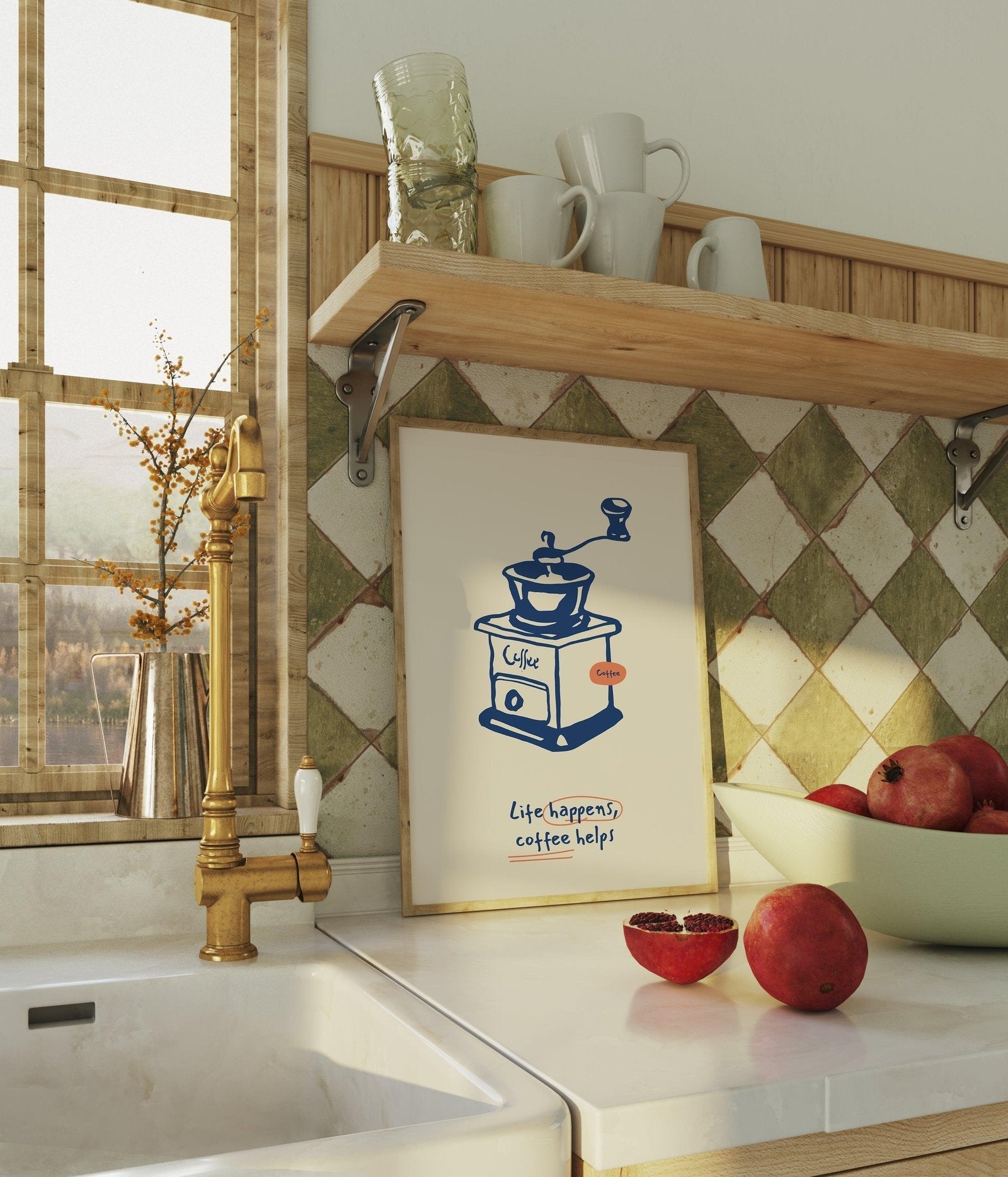 Life Happens, Coffee Helps Art Print-Skudaboo