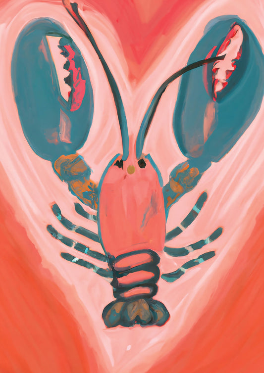 Lobster & Love Heart Art Print