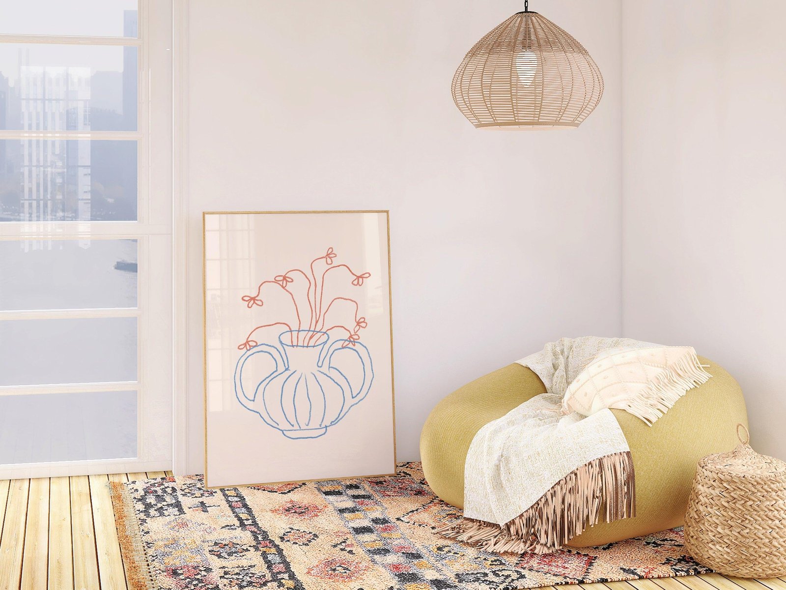 Minimalist Blue Vase Art Print-Skudaboo