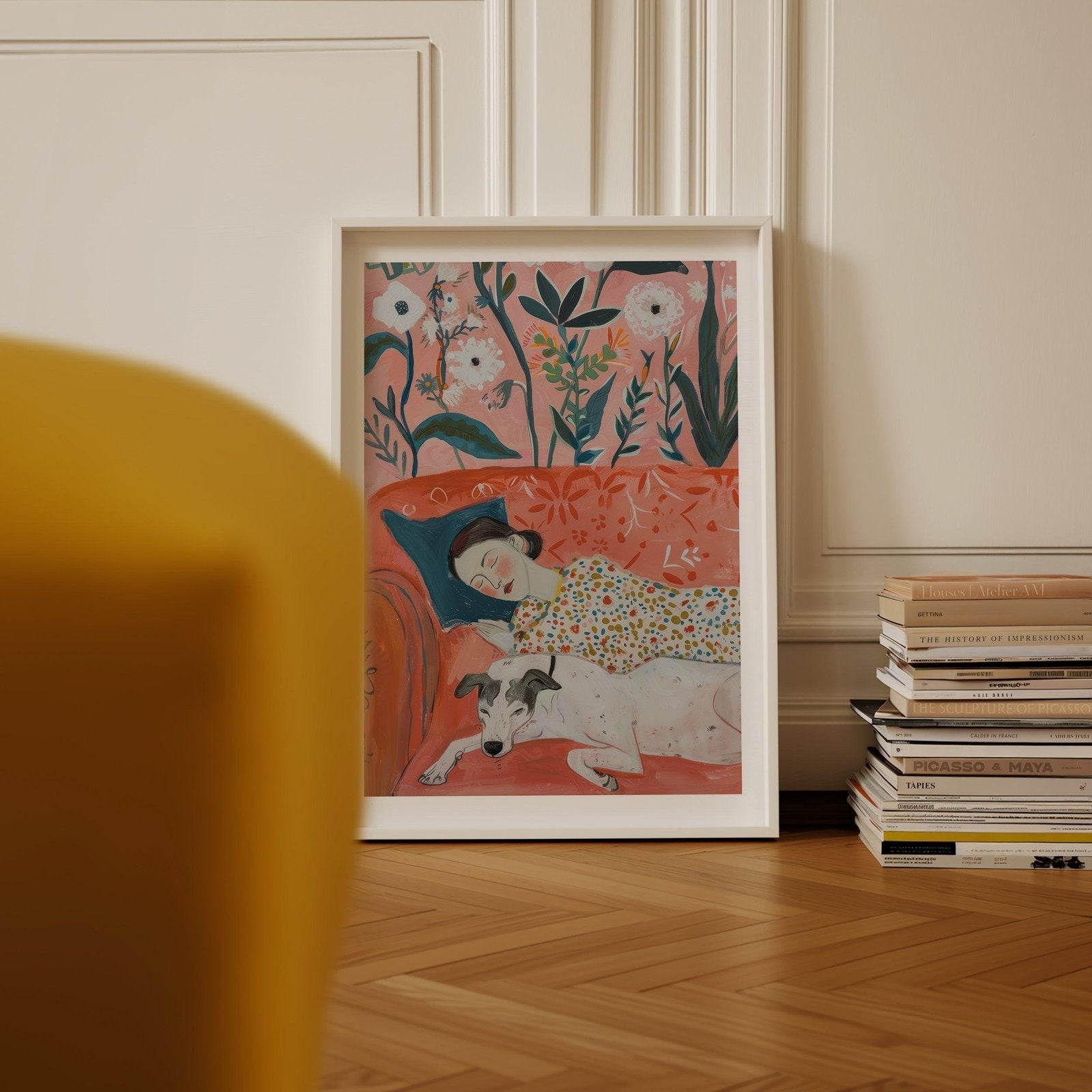 Napping with my Dog Art Print-Skudaboo