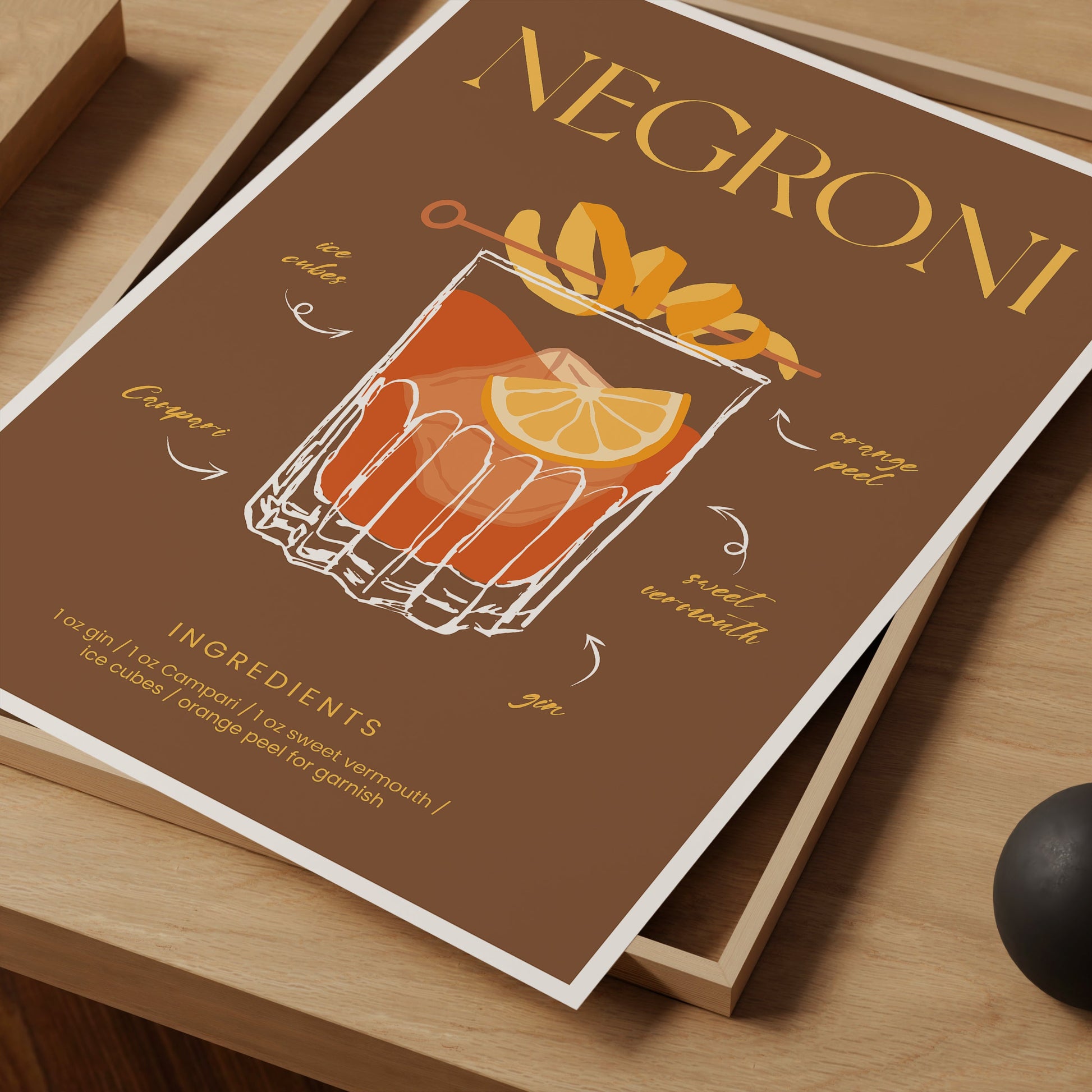a picture of a poster of a drink on a table