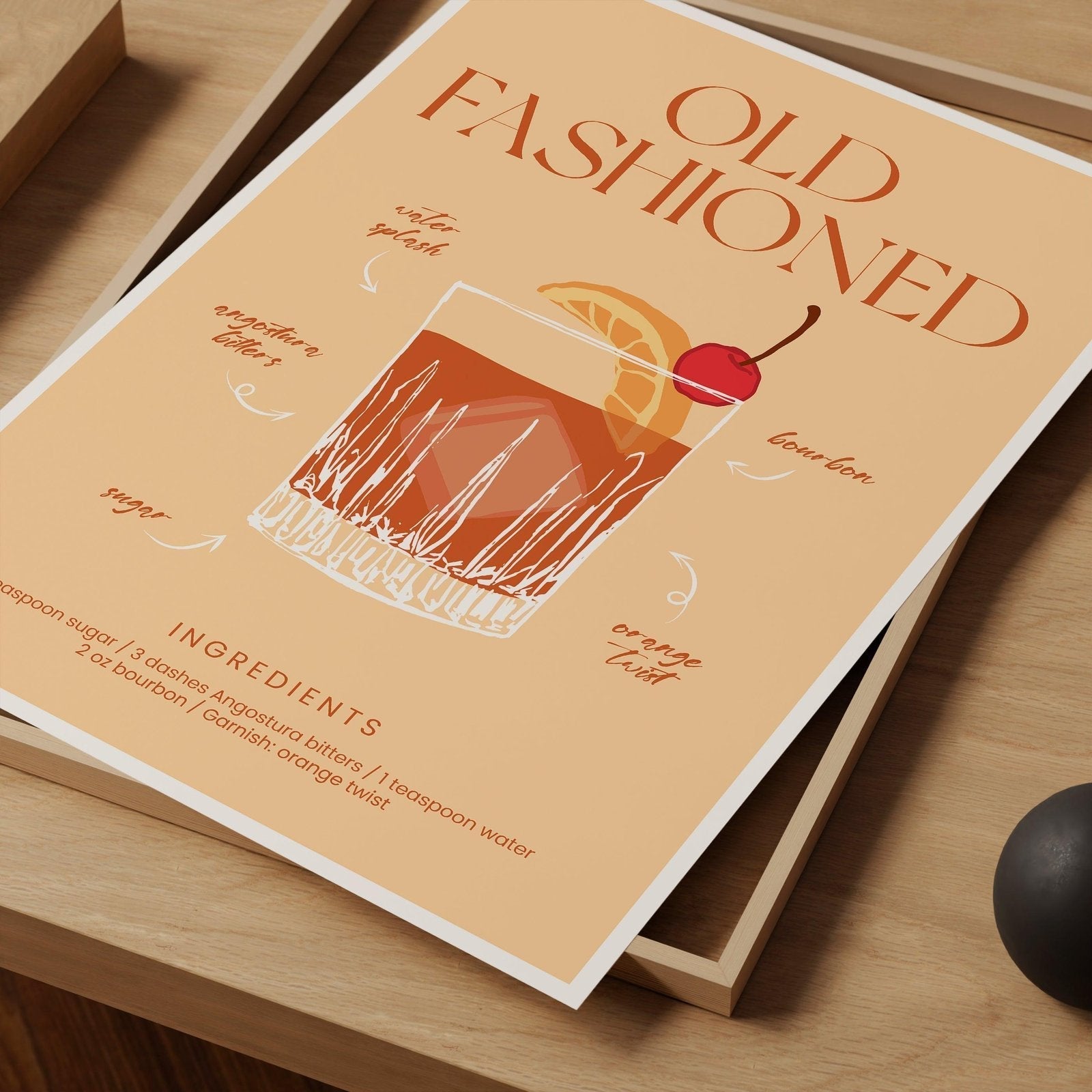 Old Fashioned Cocktail Recipe Art print-Skudaboo