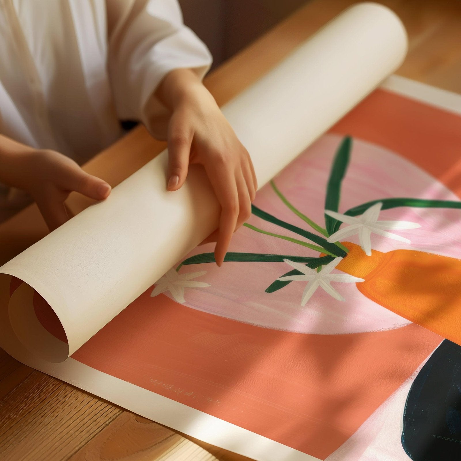 Orange Flower in Vase Art Print-Skudaboo