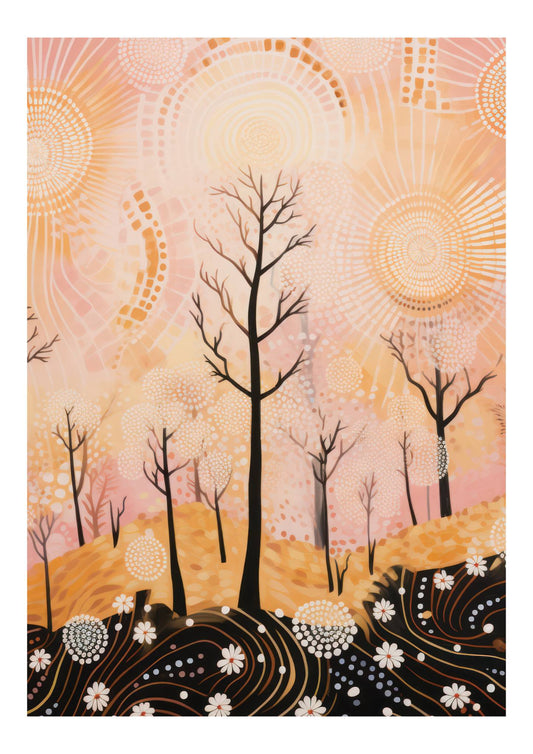Orange & Pink Forest Art Print