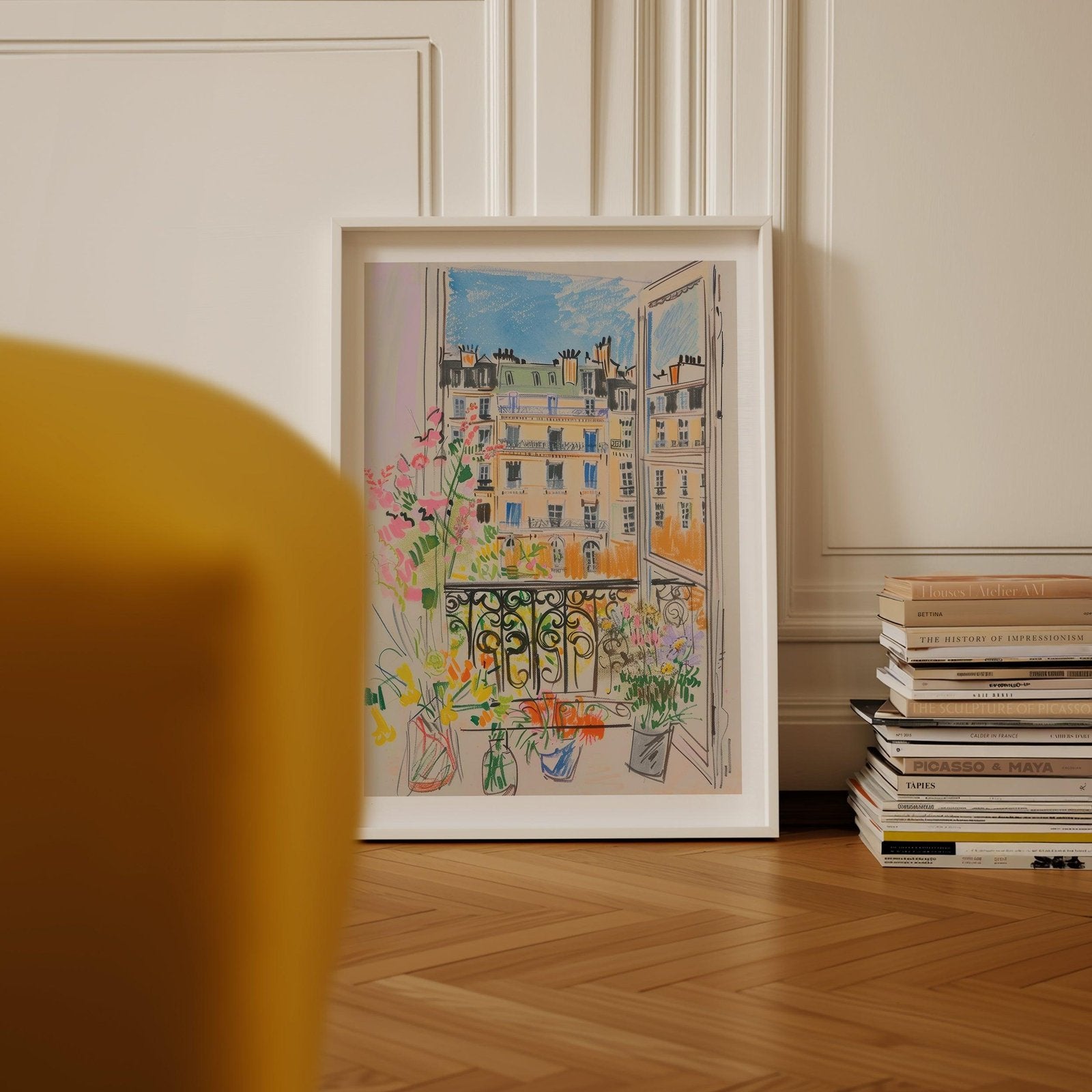 Parisian Balcony View Art Print-Skudaboo
