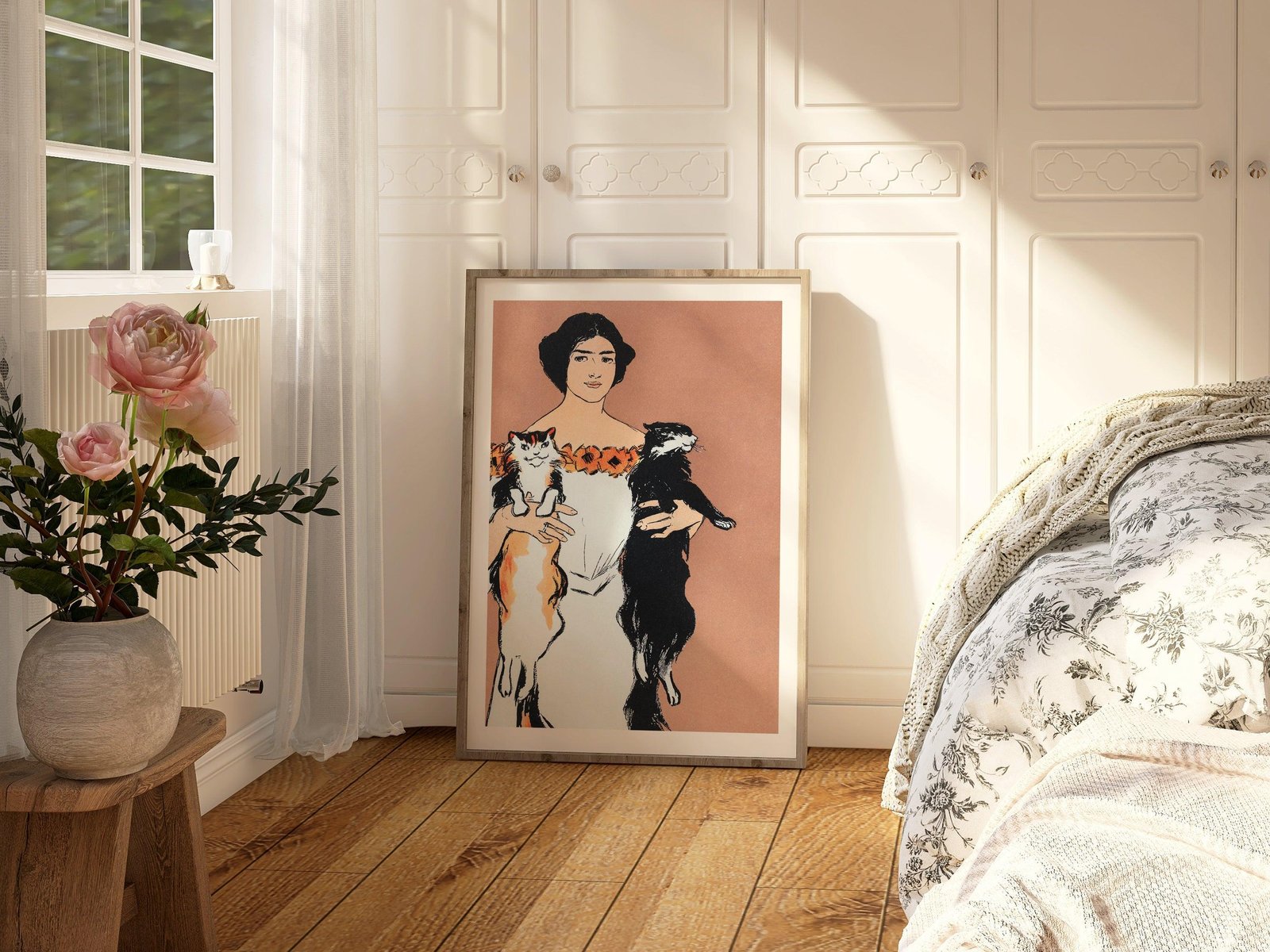 Penfield's Woman Holding Cats French Vintage Art Print-Skudaboo