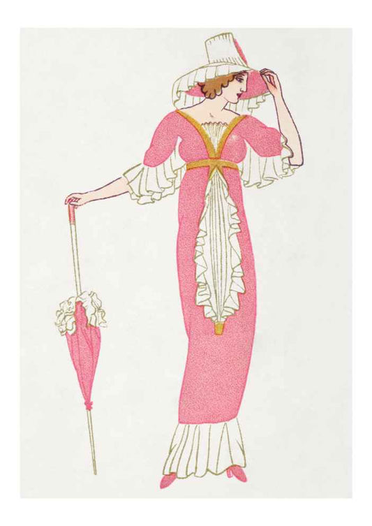 Pink Dress Vintage Fashion Art Print
