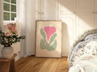 Pink & Green Abstract Flower Art Print-Skudaboo