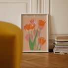 Pink Tulips Flower Market Art Print-Skudaboo