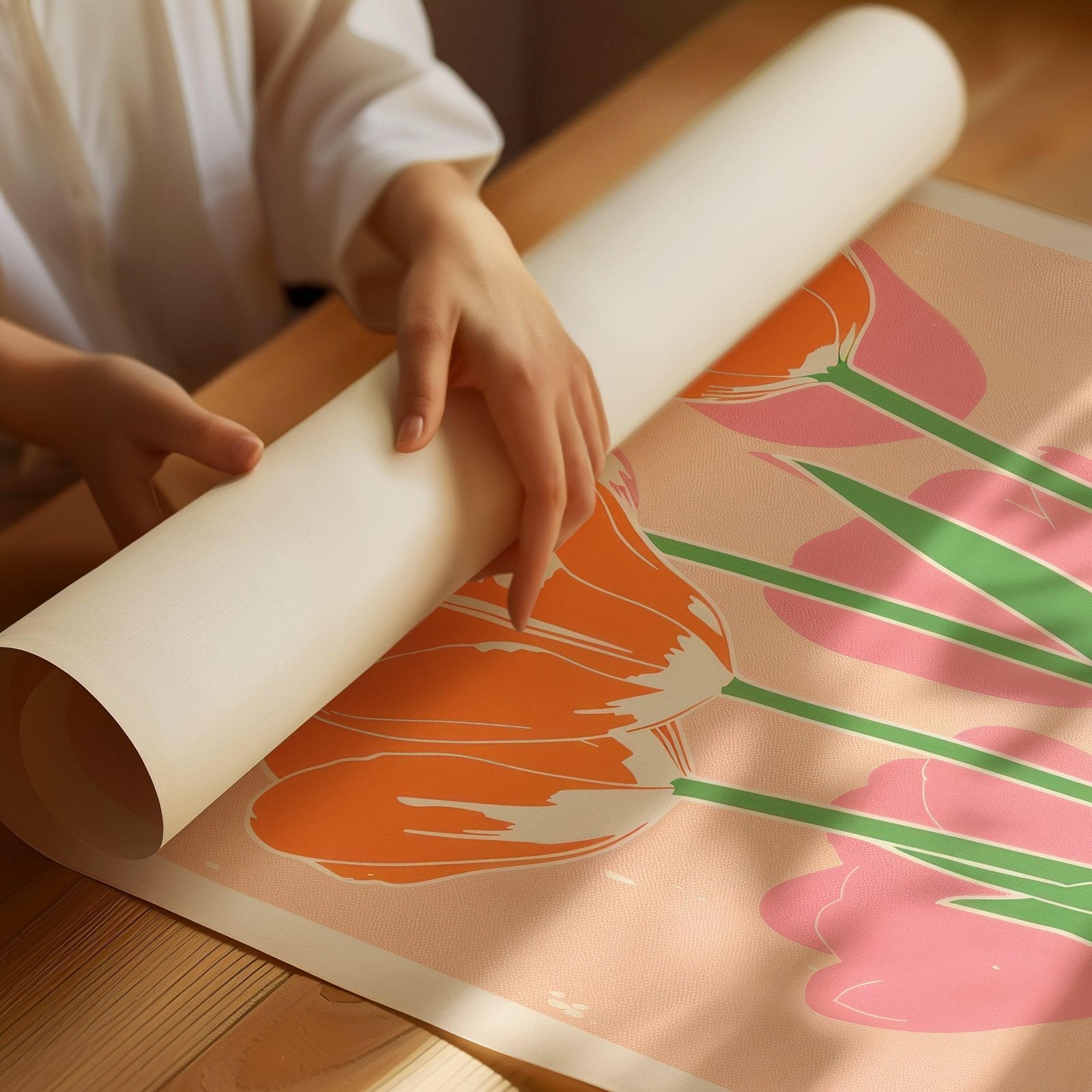 Pink Tulips Flower Market Art Print-Skudaboo