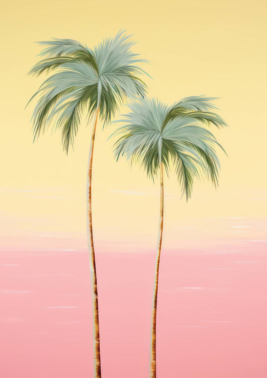 Pink & Yellow Palms Art Print