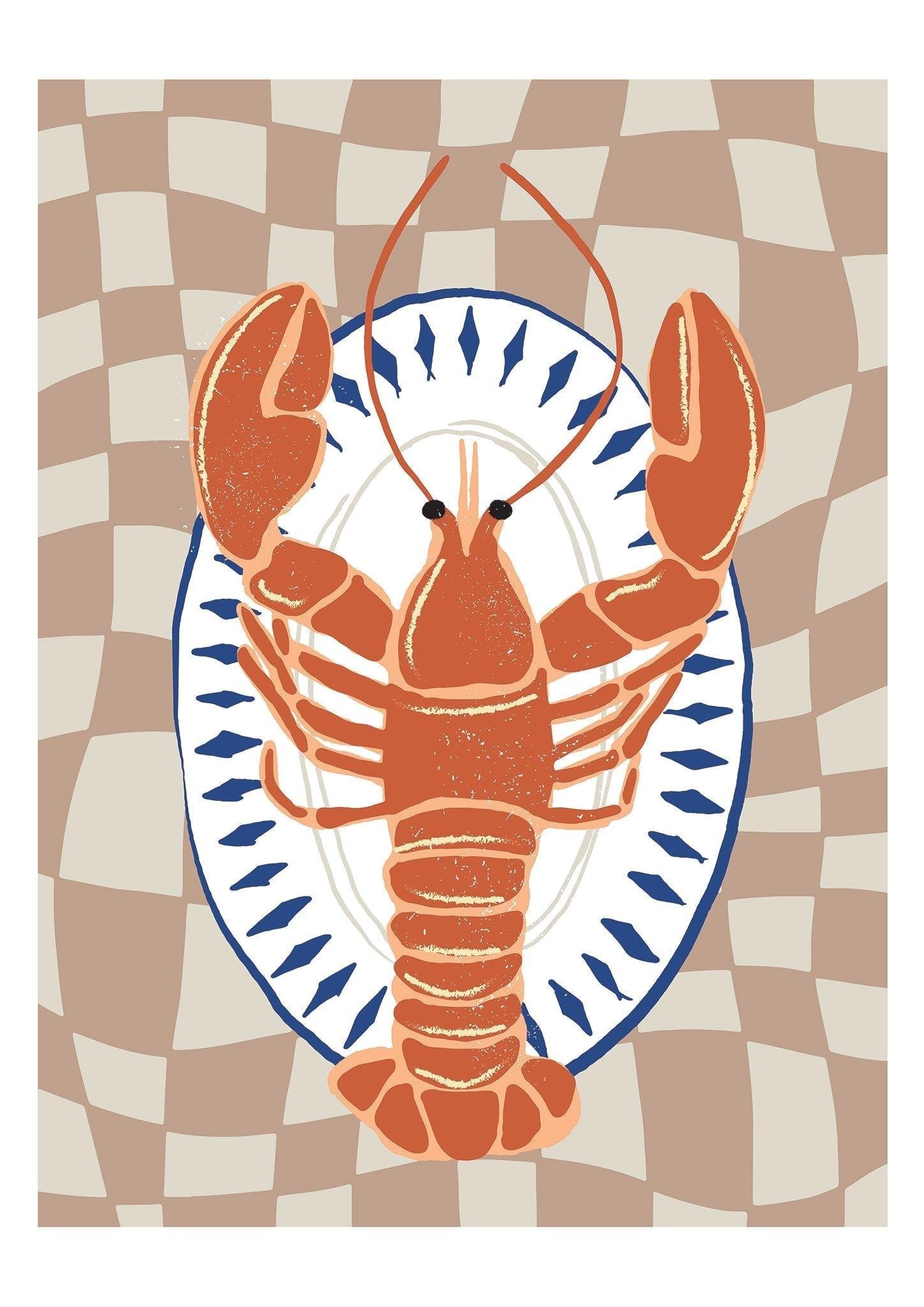 Plated Lobster Art Print-Skudaboo