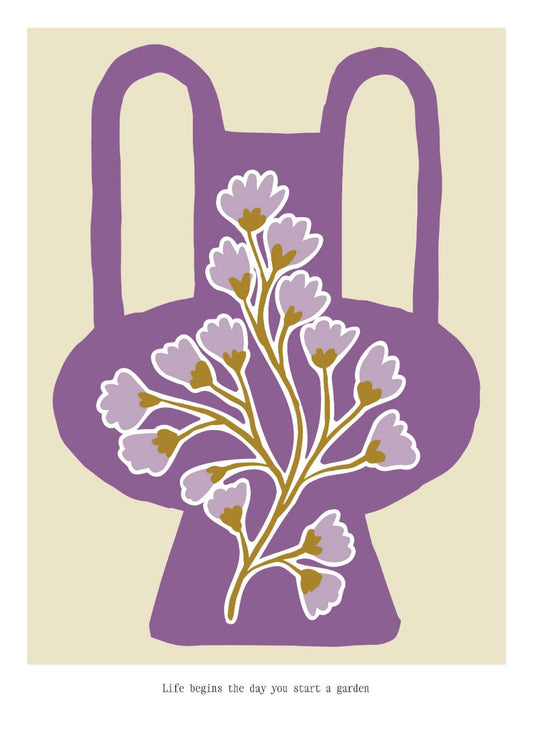 Purple Vase Spring Floral Art Print