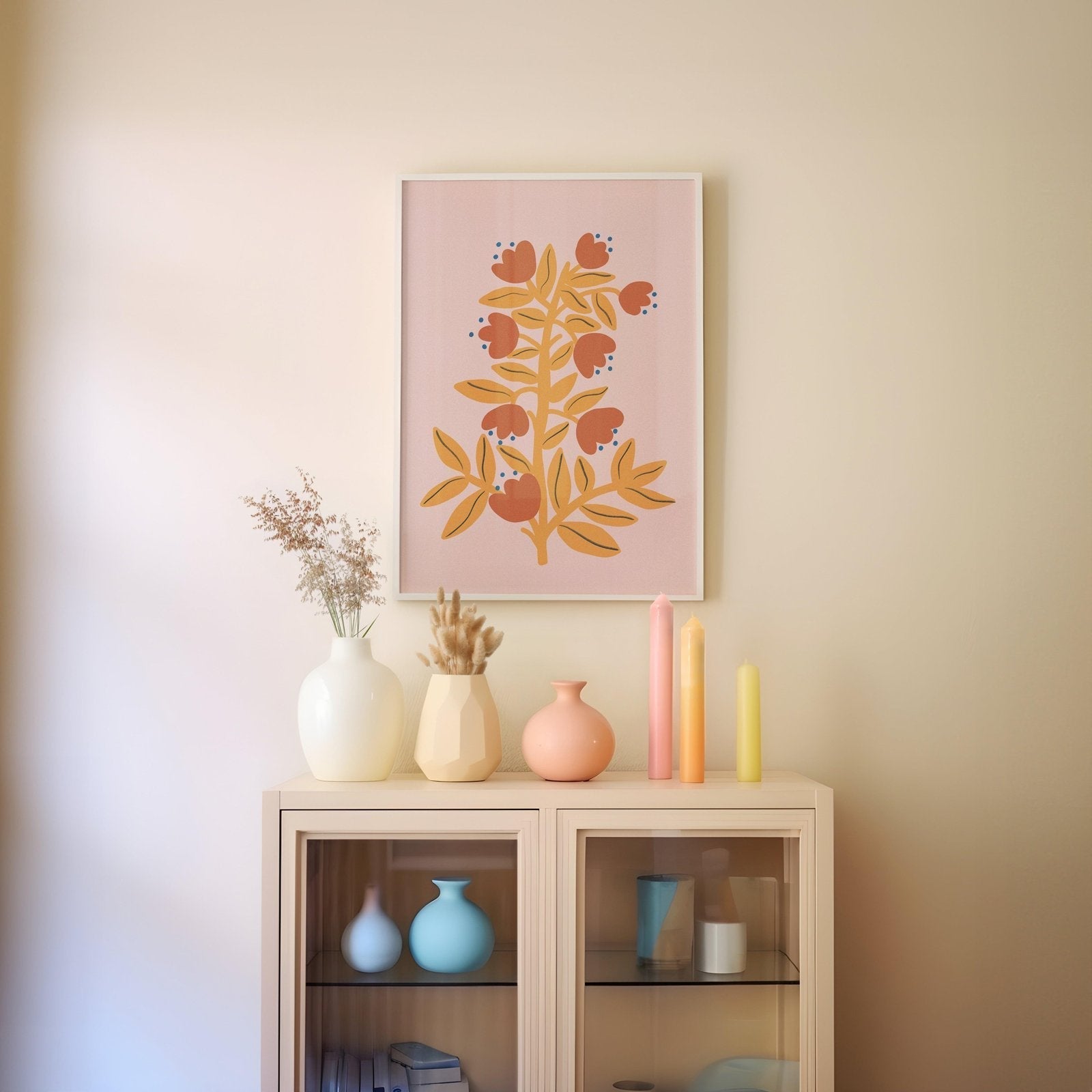 Scandi Abstract Flowers Art Print-Skudaboo