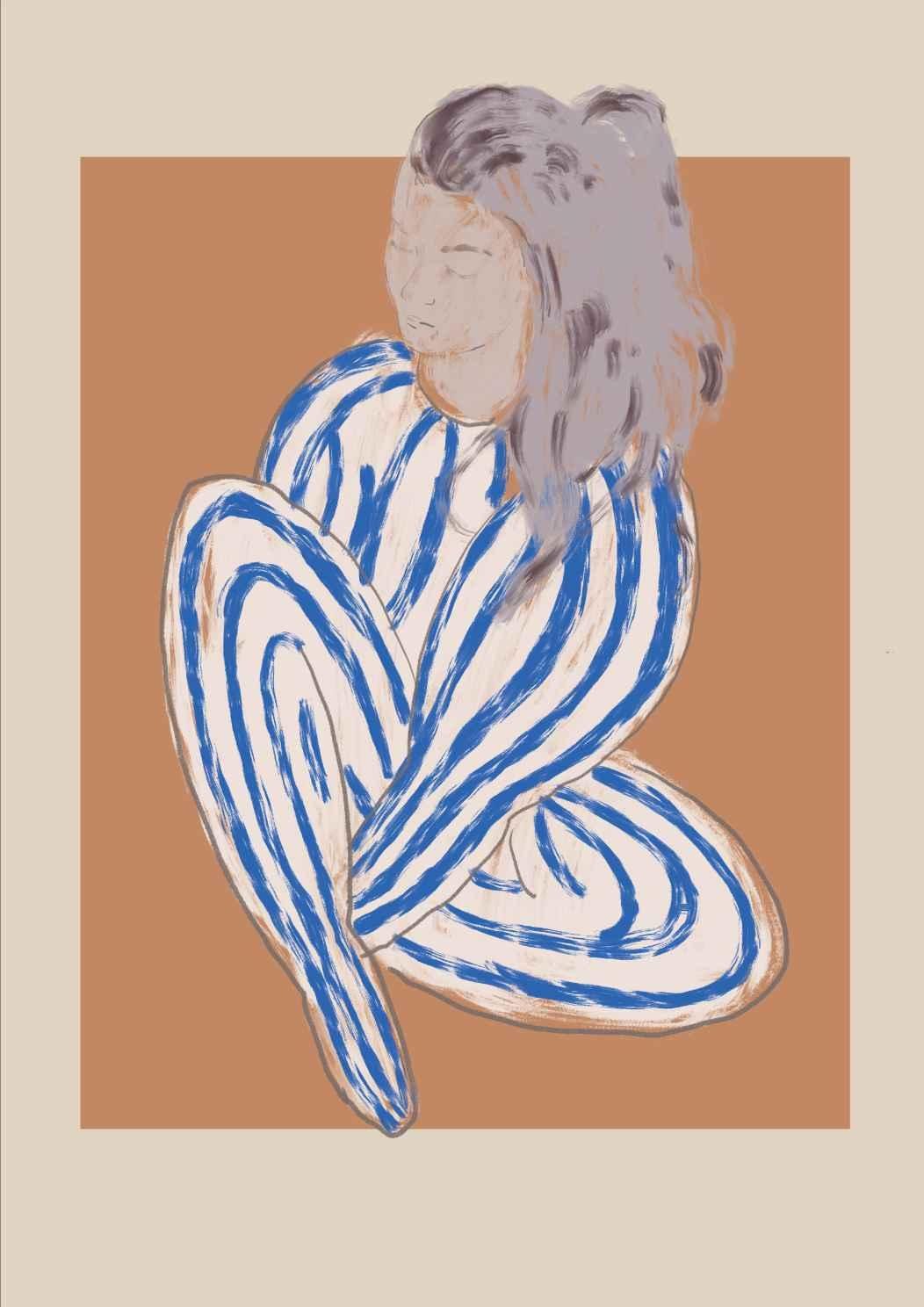 Scandi Style Abstract Female Portrait Art Print-Skudaboo