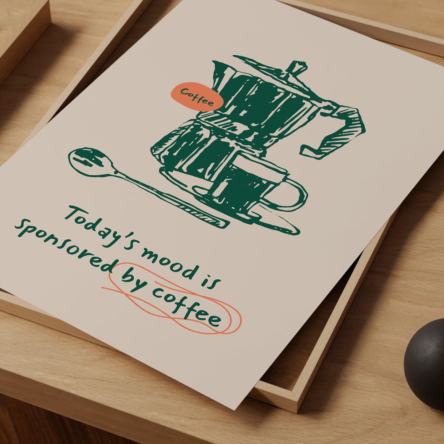 a card with a picture of a coffee maker