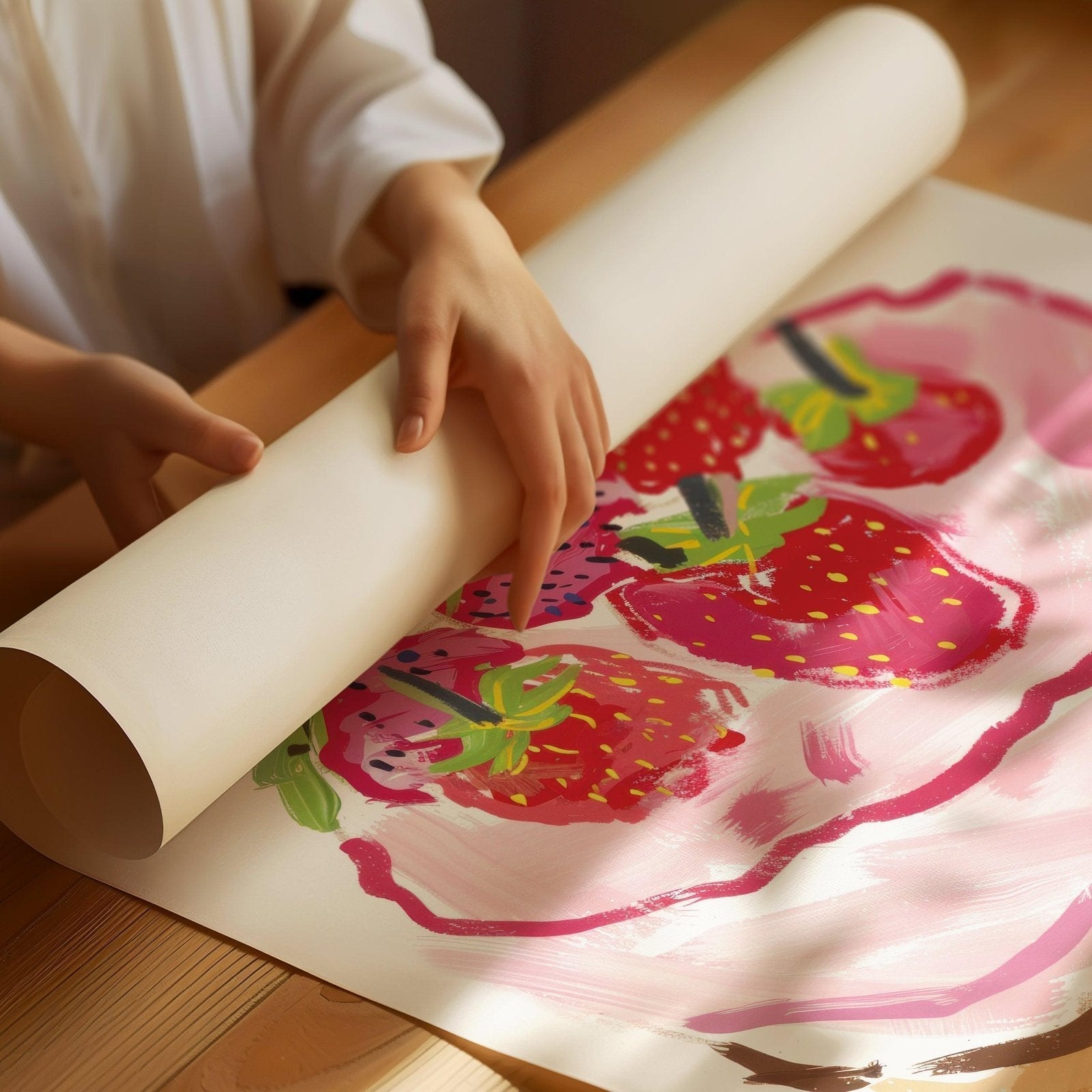 Strawberry Cake Art Print-Skudaboo