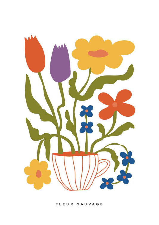 Teacup & Summer Floral Art Print