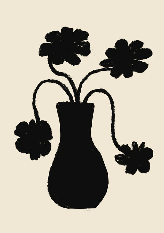 Vase & Flowers Silhouette Art Print