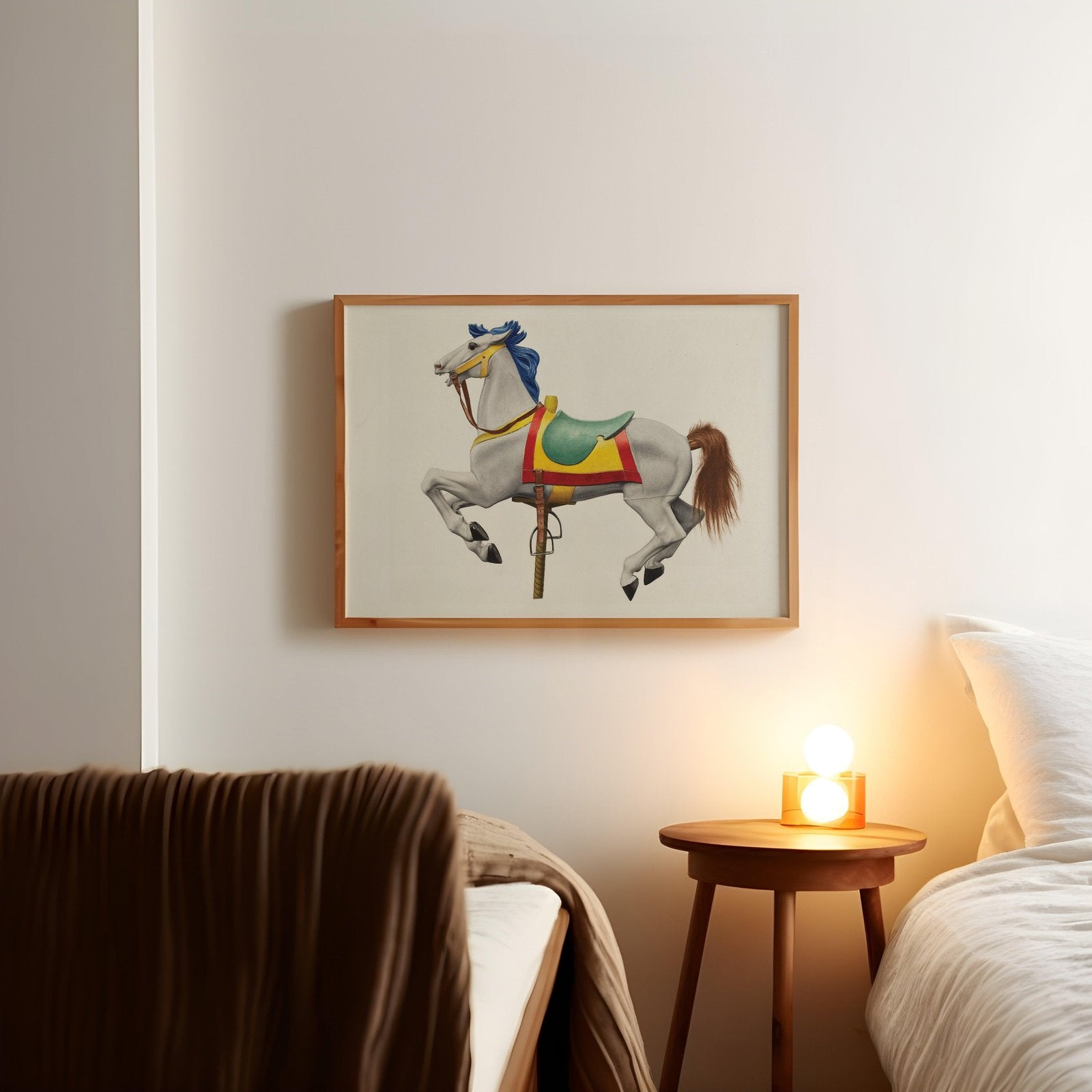 Vintage Carousel Horse Art Print-Skudaboo